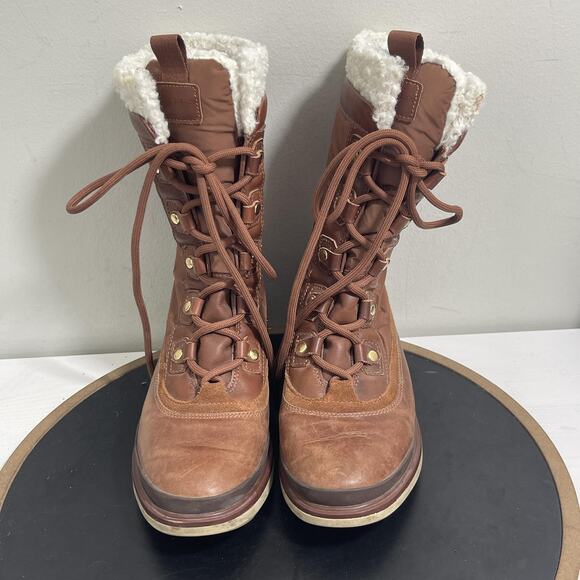 Cole Haan Waterproof Boots Womens Size 7B Sherpa Leather Winter Lace Up Shoes - Picture 3 of 11